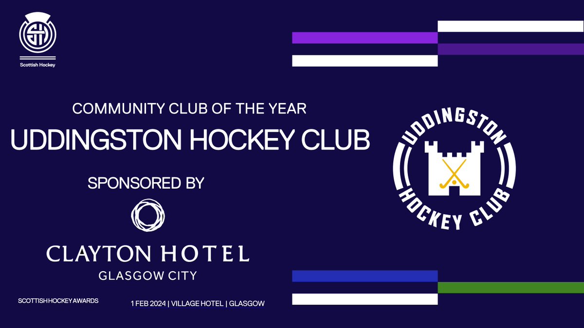The Community Club of the Year, sponsored by <a href="/ClaytonHotels/">Clayton Hotels</a>, goes to Uddingston Hockey Club!

Well done for having such a fantastic impact on the local community! #SHAwards