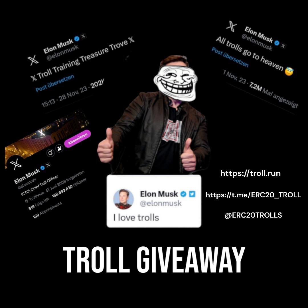 <a href="/ERC20Trolls/">TROLL</a> Troll must be the biggest and most powerful meme currency in the world, believe their own belief, troll is my belief, come on troll army! You will see the greatest troll face in the moon,he will pass them to become the biggest first! <a href="/elonmusk/">Elon Musk</a> <a href="/dogeofficialceo/">Sir Doge of the Coin ⚔️</a> <a href="/cb_doge/">DogeDesigner</a> <a href="/SKALENET/">Skale Network - SKL</a>