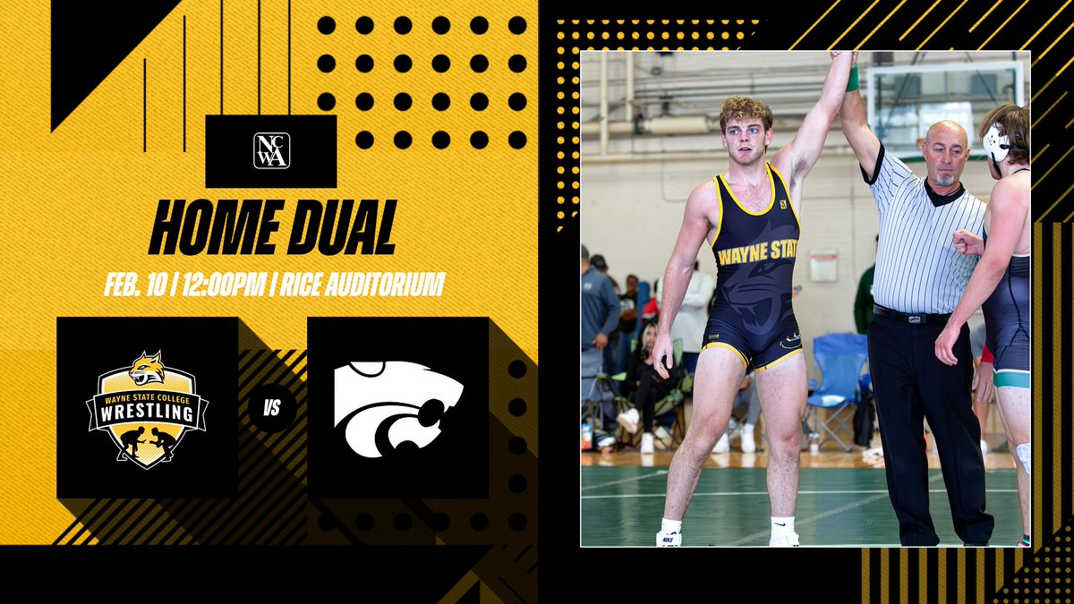 WSCRec's tweet photo. WSC Wrestling takes on Kansas State University in Rice Auditorium on Feb 10th, 2024, 12:00 pm! Let's pack the stands for their first home dual in years! #GoCats https://t.co/RZfAfPZqGH