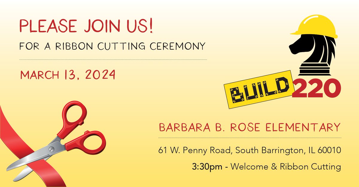 Please join us in March for a ribbon-cutting ceremony to celebrate the end of construction at Barbara B. Rose Elementary! #Build220 🚧🛠️