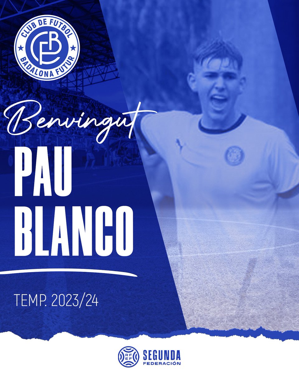 ✍️ | Pau Blanco s'incorpora al CFB Futur.

El porter arriba procedent del juvenil de divisió d'honor del <a href="/GFCAcademia/">Girona FC Acadèmia</a>.

𝐁𝐄𝐍𝐕𝐈𝐍𝐆𝐔𝐓! 😉

#CFBFUTUR