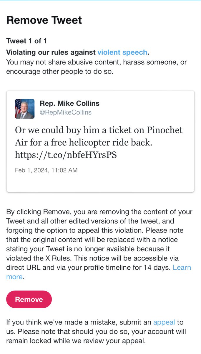 MatthewFoldi's tweet photo. 🚨 @RepMikeCollins is locked out of his account for posting this joke

Twitter calls it “violent speech”

Wtf?

@elonmusk https://t.co/fqWkGbu5en