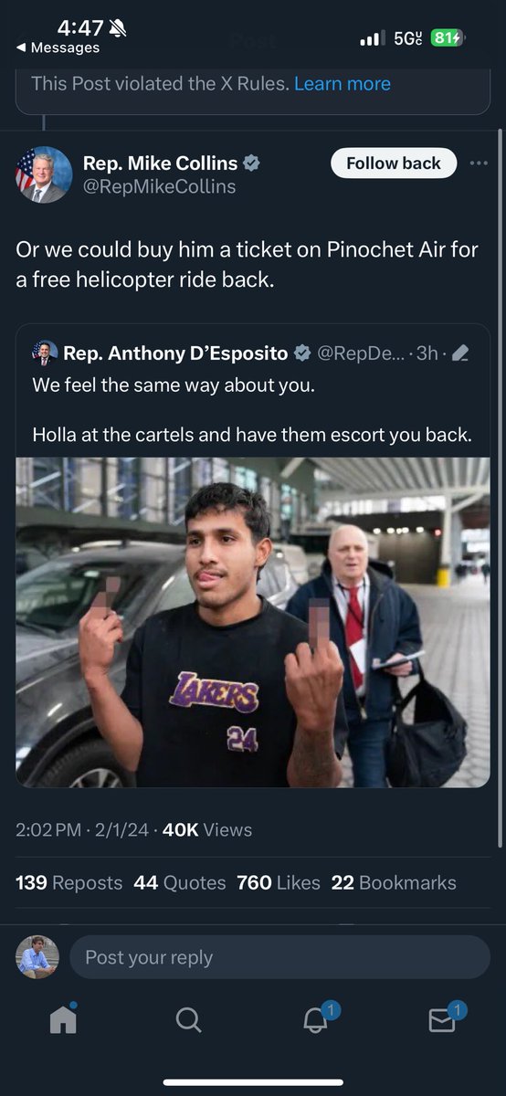 MatthewFoldi's tweet photo. 🚨 @RepMikeCollins is locked out of his account for posting this joke

Twitter calls it “violent speech”

Wtf?

@elonmusk https://t.co/fqWkGbu5en