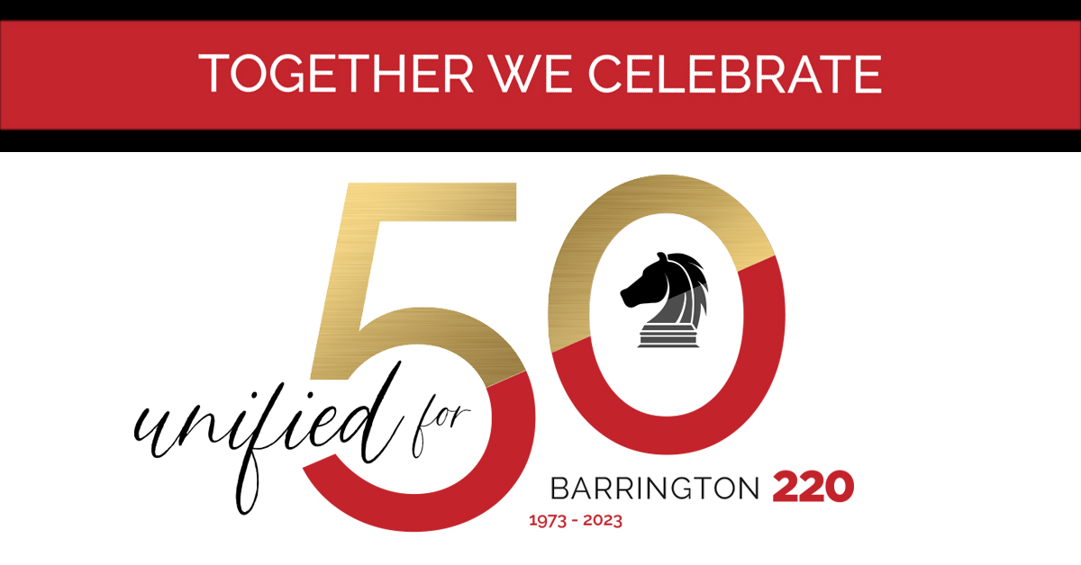 In honor of Barrington 220's 50th anniversary, the district is partnering with the Barrington Cultural Commission to host a secondary arts showcase on February. 7 at the Barrington White House! 🎶🖼️#Unifiedfor50 DETAILS in our February newsletter ❤️: conta.cc/481uzvk