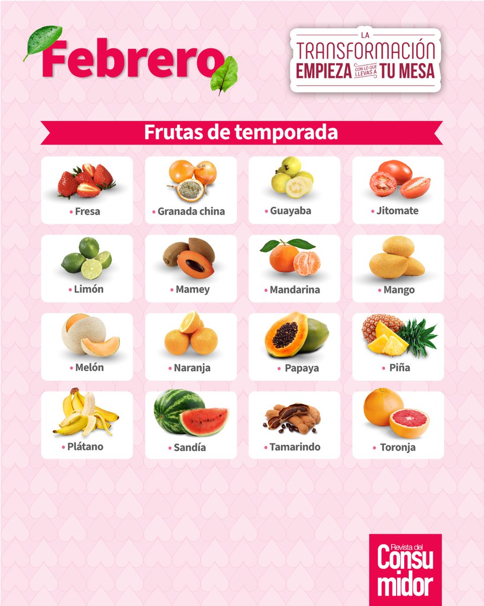 RdelConsumidor's tweet photo. ❤️¡Bienvenido febrero!❤️

🍓🍊 Comienza el mes comiendo las frutas de temporada, así las encontrarás justo en su punto y estarás cuidando tu salud. https://t.co/c8wg0Nl1qd