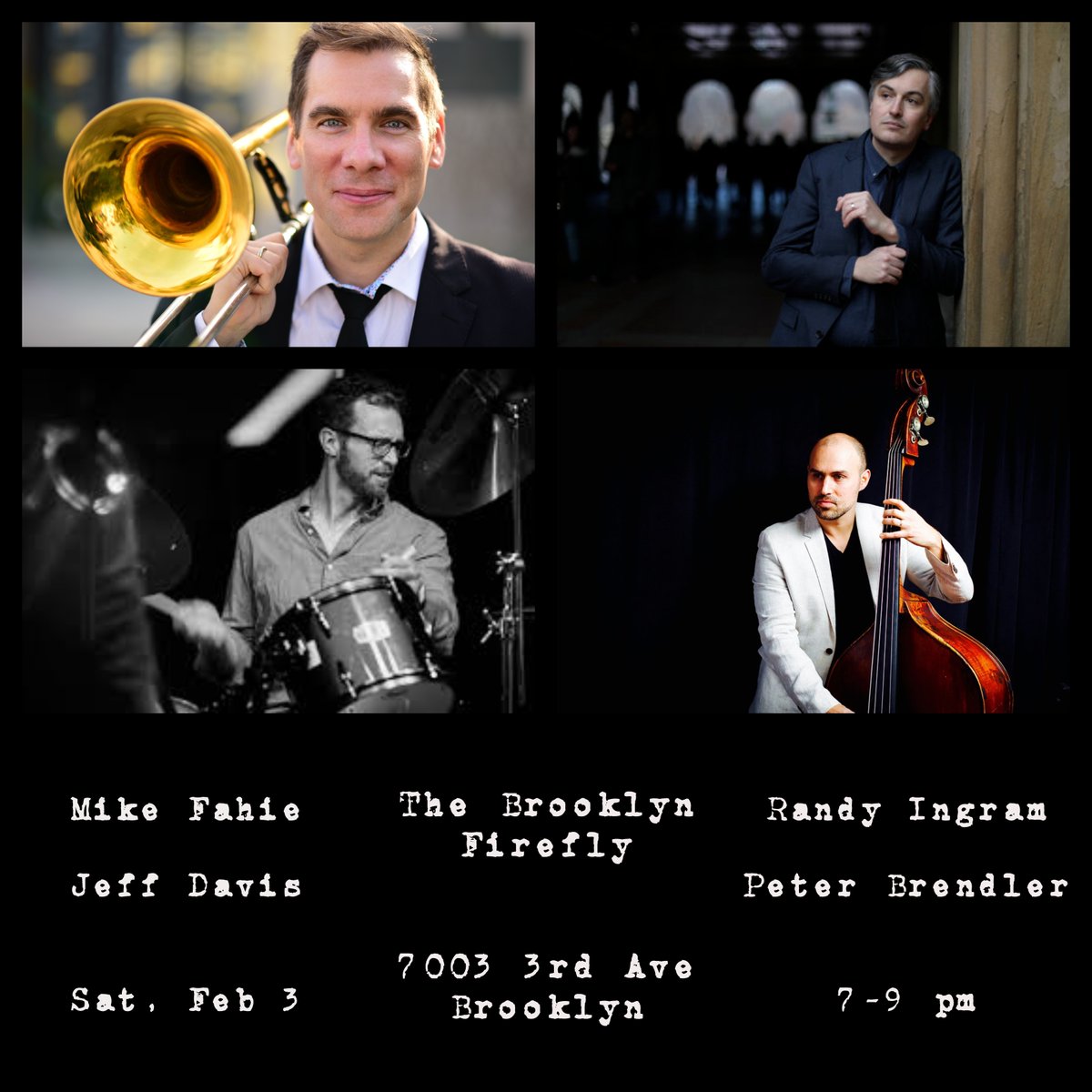 Mike Fahie (@mfahie) on Twitter photo We're back at the Brooklyn Firefly this Saturday night from 7-9. Come on out for Pizza and Jazz! <a href="/Randy_Ingram/">Randy Ingram</a> <a href="/peterbrendler/">@peterbrendler</a> and <a href="/JeffDavisDrums/">Jeff Davis</a> join me for a night of delight! We're back at the Brooklyn Firefly this Saturday night from 7-9. Come on out for Pizza and Jazz! <a href="/Randy_Ingram/">Randy Ingram</a> <a href="/peterbrendler/">@peterbrendler</a> and <a href="/JeffDavisDrums/">Jeff Davis</a> join me for a night of delight!