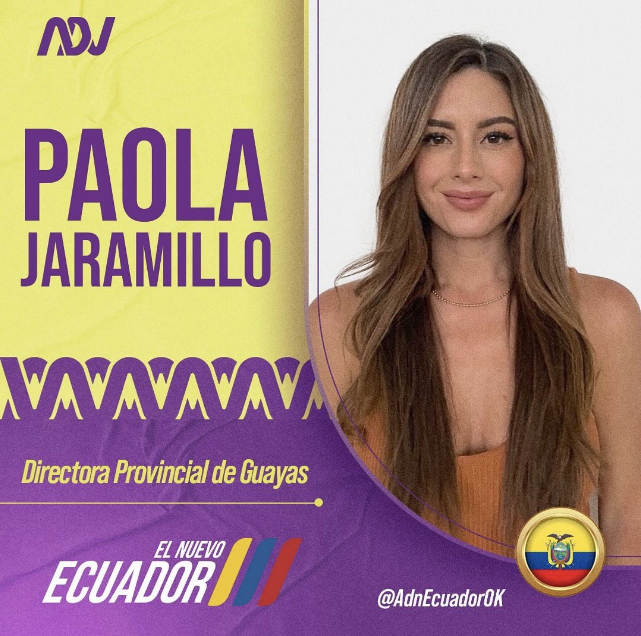 LaHistoria on X: "Nos cuadramos, ñañita. La ex legisladora alterna del PSC  hasta hace poco, Paola Jaramillo. ahora es la nueva directora provincial  del Guayas del movimiento de Daniel Noboa, ADN, y