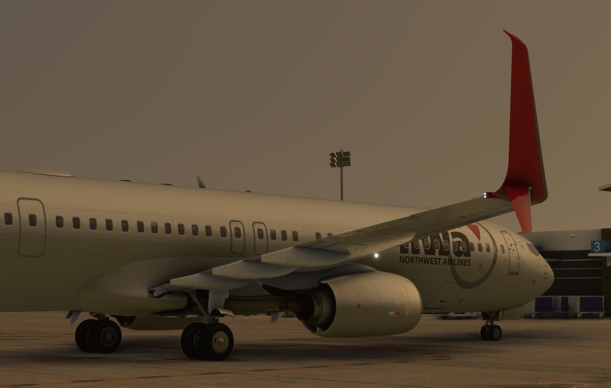 Good day!  A #PMDG #B737900 here, with the == #nwa livery featured!  Newest member to my fleet!  What a beauty! #avgeek #FS2020