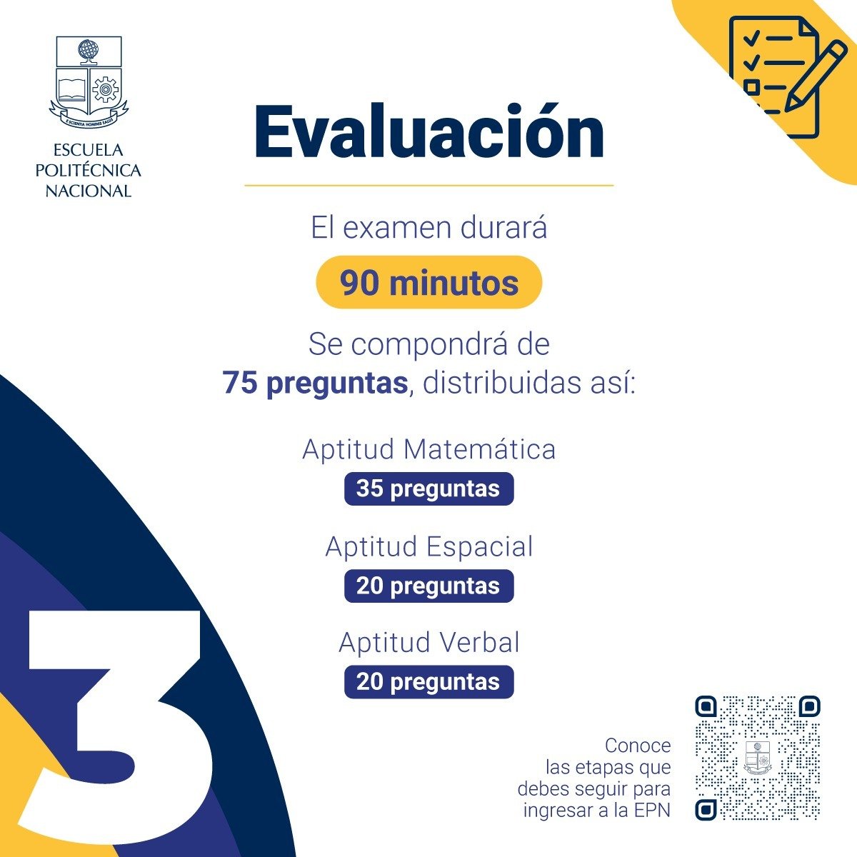 EPNEcuador's tweet photo. #AdmisiónEPN

📚¿Estás list@ para rendir el examen de admisión a la #EPN?

✅Será sobre 1.000 puntos
✍️Tendrá un total de 75 preguntas
⏰Duración de 90 minutos

#LaPoliContigo🦉
#PrimeroLaGente https://t.co/BXjj2AfIxQ