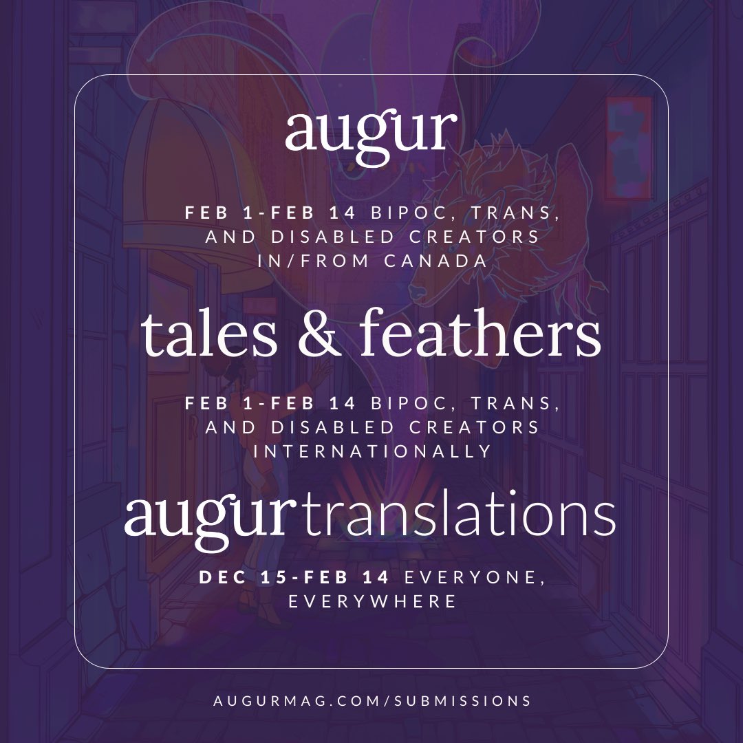 Submissions from BIPOC/Trans/Disabled and other marginalized writers open today! We are so excited to delve into the fantastical worlds crafted by you - our community of #specfic writers and readers!

Visit our site for more information. Our DMs are always open for any questions!