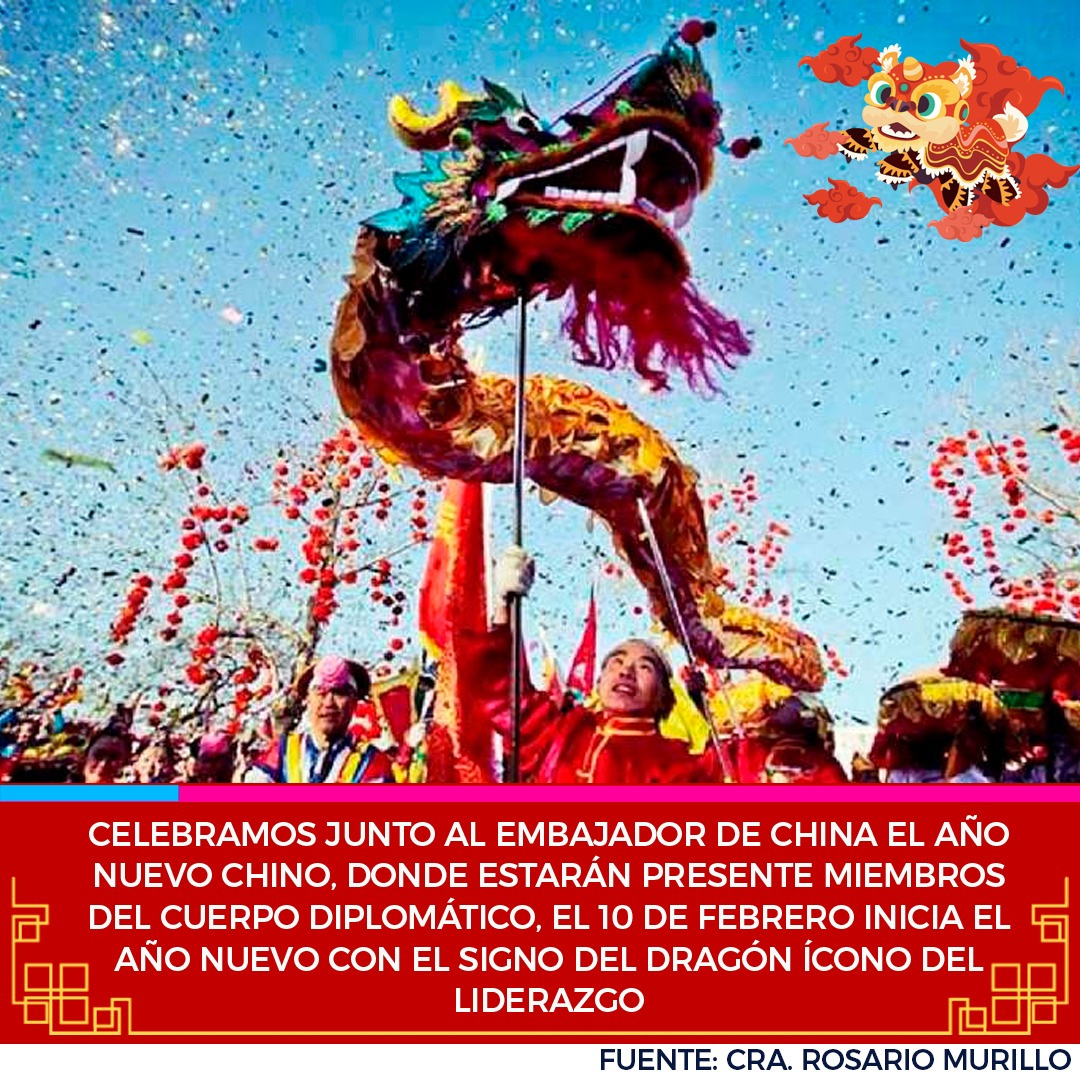 CsarLogon2504's tweet photo. 💥🐉🇳🇮🇨🇳🗣La Presidente de Nicaragua Cra. Rosario Murillo expresó las  Felicitaciones al Embajador Chen Xi y al Presidente de la República China XI Jinping y a su pueblo por el año Nuevo Chino.

@40Hermosa
@ElCuerv0Nica
@Atego16

#UnidosEnVictorias https://t.co/fjpU75mzhW