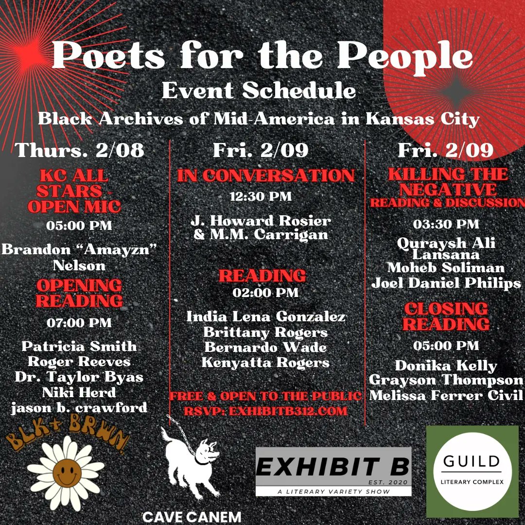 KCMO! ONE WEEK AWAY! MORE ARTISTS ADDED! We're coming together with Cave Canem, Blk+Brwn and the Guild Complex to host a series of offsite events during #AWP at the Black Archives of Mid-America, which will center Black artists and allies. RSVP HERE: exhibitb312.com/event-details/…
