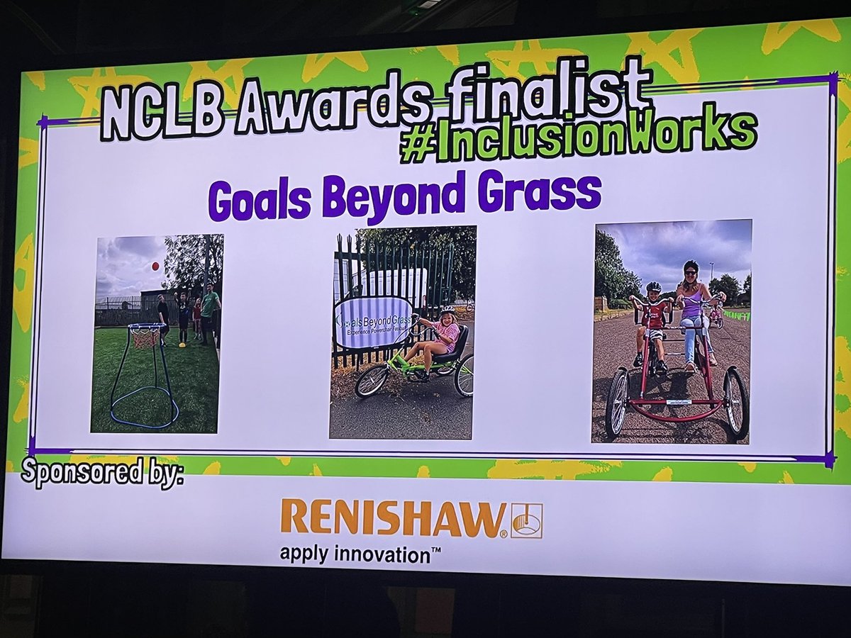 Yayyyy Goals Beyond Grass pick up the winners trophy in the #inclusionworks at Cheltenham Town hall tonight 💚