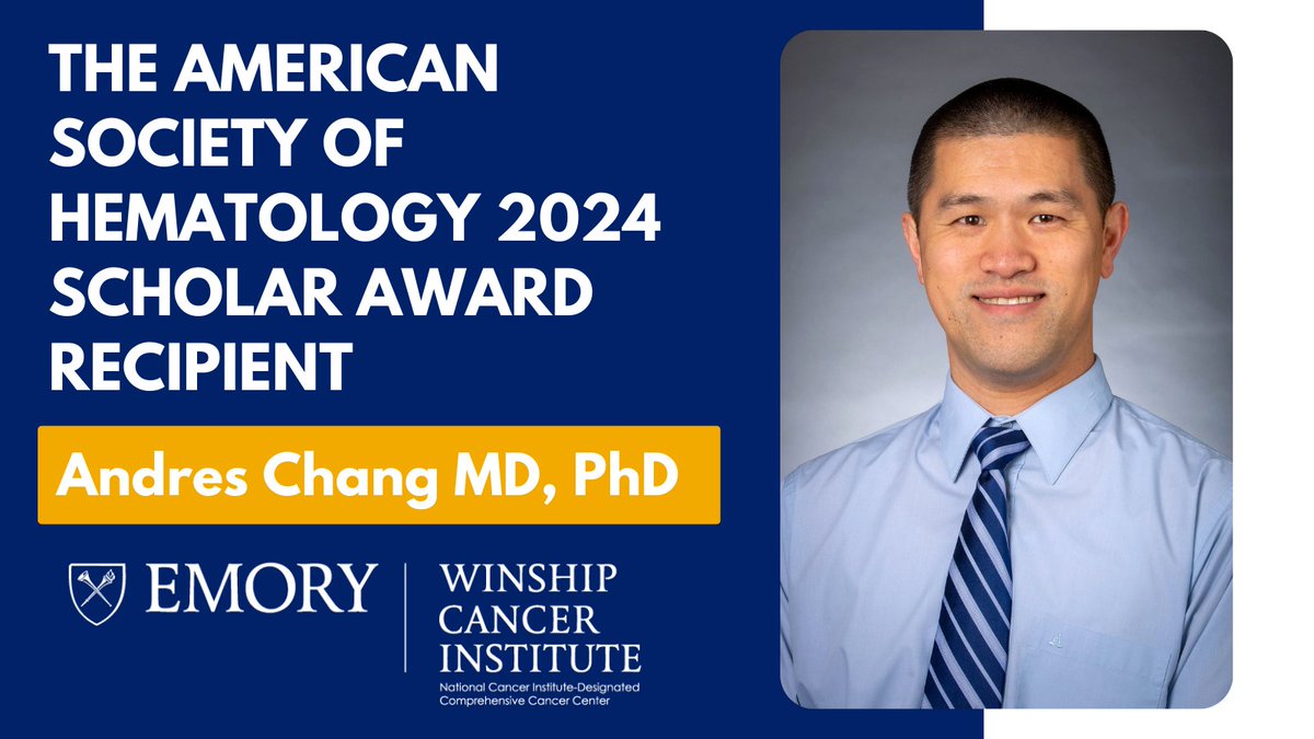 WinshipAtEmory's tweet photo. Congrats to Winship hematologist Andres Chang, MD, PhD for being one of 36 recipients of the American Society of Hematology (@ASH_hematology) 2024 Scholar Awards.

➡️ Press Release: https://t.co/2sigrS3uPK https://t.co/IxsjunrdjV