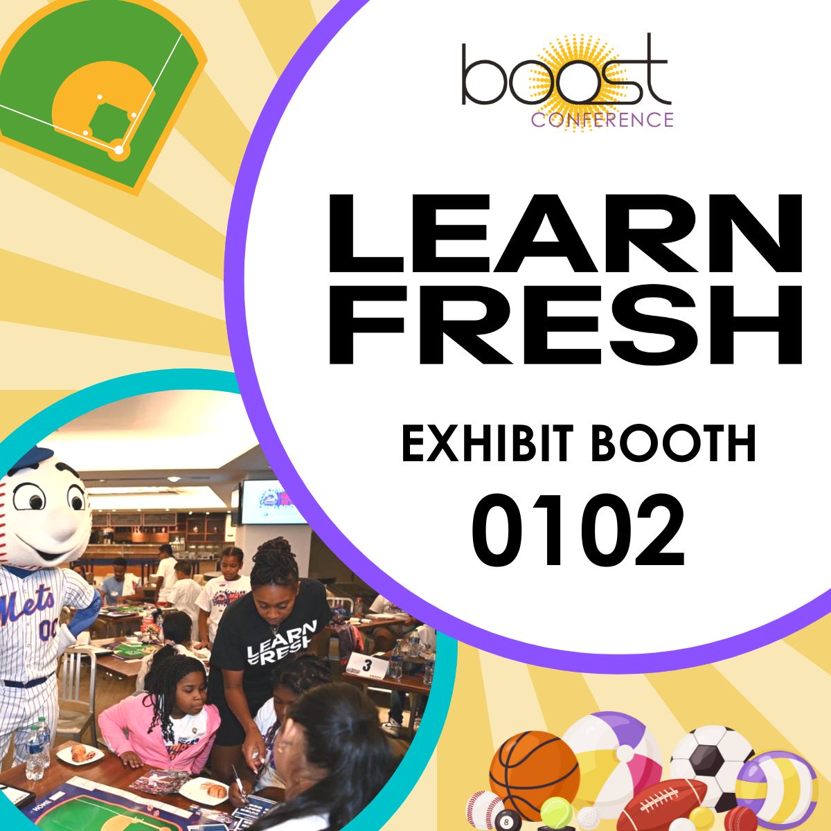 The @Learn_Fresh team will be at Island Booth 0102 in the Exhibit Hall at the 2024 #boostconference in Palm Springs! Stop by at the conference to learn all about their programs that leverage the power of sports &amp; entertainment to inspire &amp; educate youth learnfresh.org