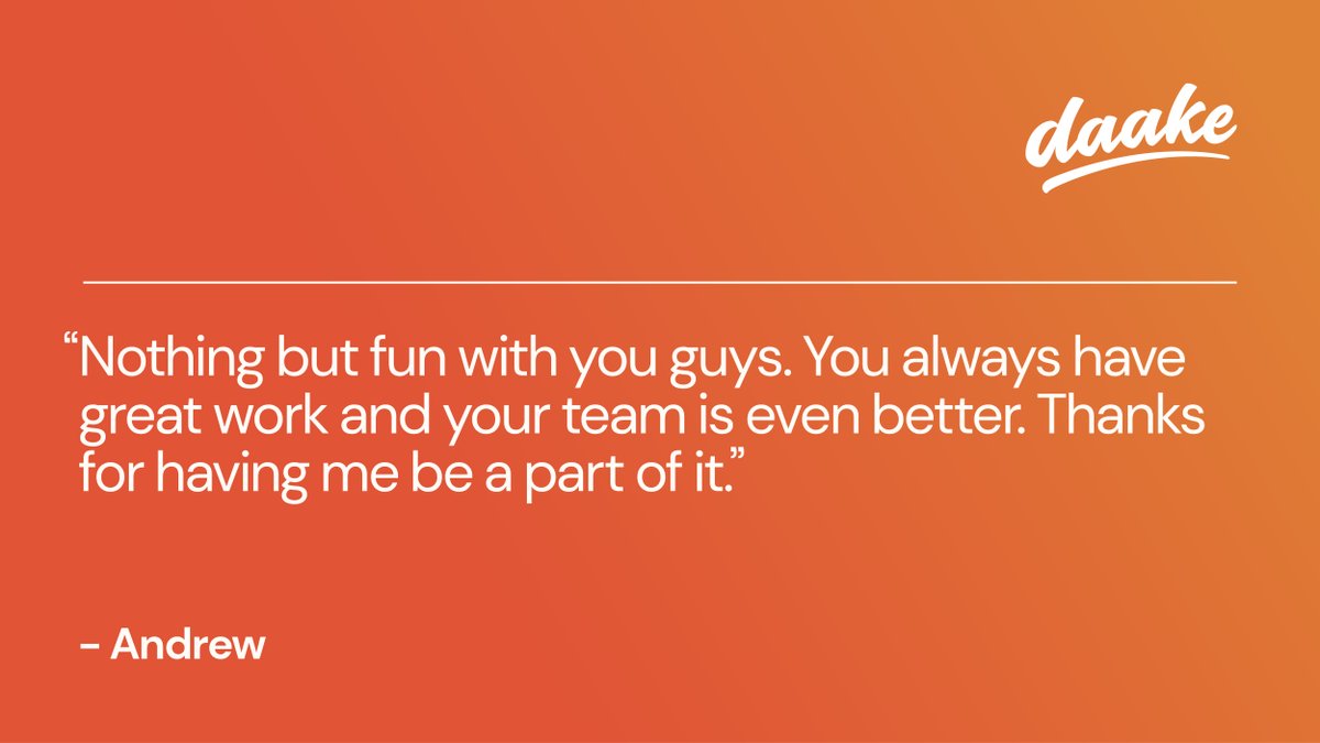Daake's tweet image. It’s always nice to hear this stuff. #humblebrag

See what our clients think: clutch.co/profile/daake#…

#daakethoughts #workplace #quoteoftheday