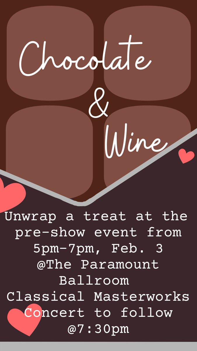 What’s your favorite chocolate? White or red wine? Don’t miss the festivities before Classical Masterworks concert Feb. 3
Andersonsymphony.org