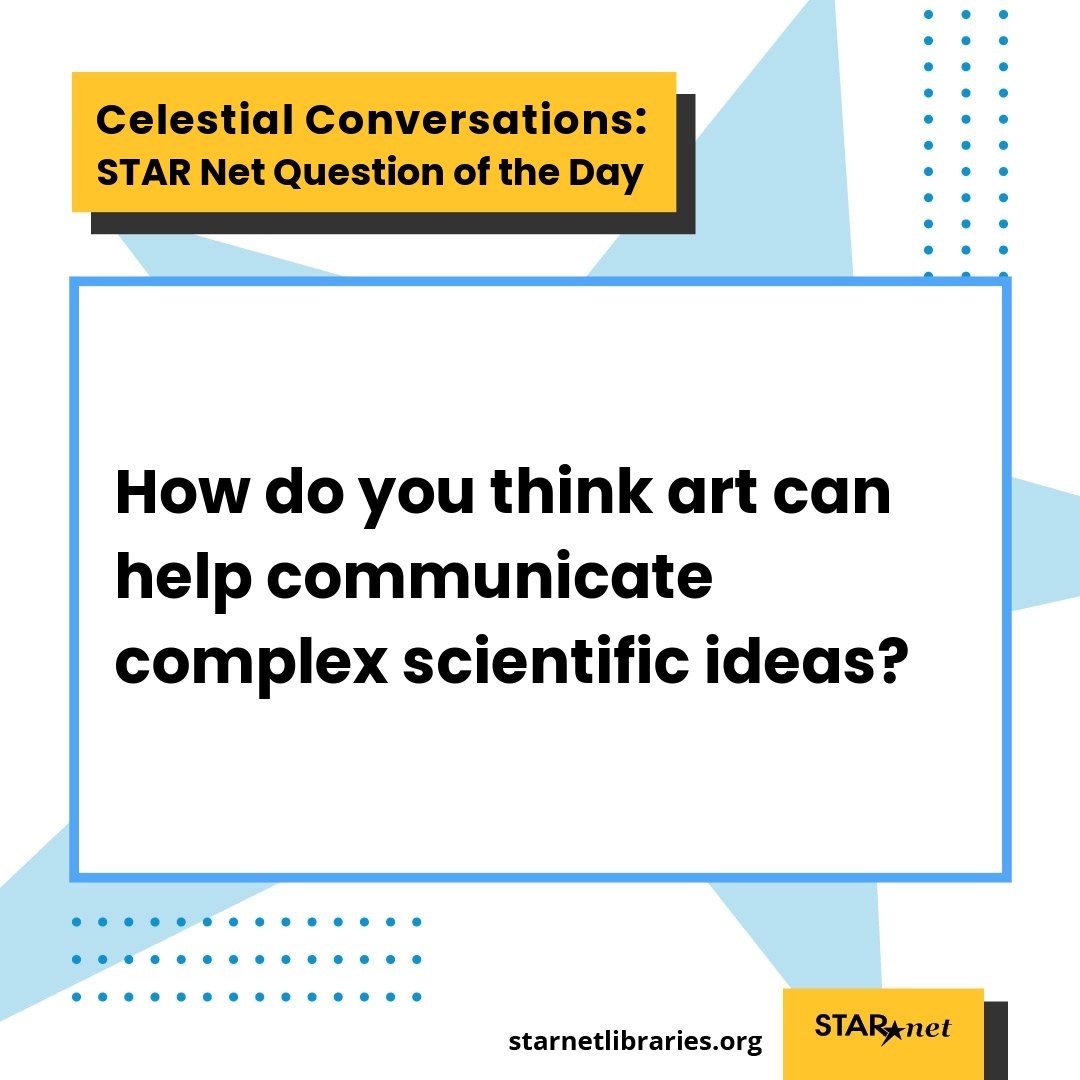 STARNet_Project's tweet image. Art can be used across many professions.
How do you think art can help communicate complex scientific ideas?
#CelestialConversations #STARNet #STEMinlib