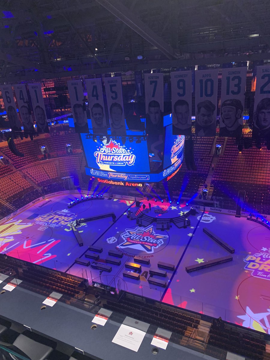 ALMURDOCH's tweet photo. @nhl All Star Thursday is about to begin!
@ScotiabankArena
#NHLAllStar #NHL #Toronto #MyViewFromWork #PAAnnouncer #voiceover https://t.co/EsIFJPTP99