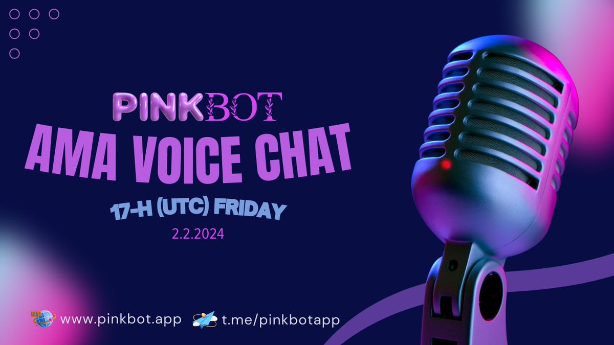 Pinkbotapp's tweet photo. 📣📣AMA ANNOUNCEMENTS 📣📣

In-house AMA with our guest speake Maccanator.

💰𝐑𝐄𝐖𝐀𝐑𝐃 𝐏𝐎𝐎𝐋: : $100  USDT💲 

📅 DATE:   02 February 2024
⏰ TIME:   17:00 PM  UTC 

😀 𝐀𝐌𝐀 𝐒𝐄𝐆𝐌𝐄𝐍𝐓 💠

➡ Part 1 : Introduction
➡️ Part 2 : Community Questions (4×$25 Giveaway to the best question)
➡️ Part 3:  Fairlaunch Opening 

To be eligible for the goveaway, you MUST be follow us on Telegram and X.

📚 PINKBOT Links
🔗🔗🔗🔗🔗🔗

✈️Telegram :

https://t.co/PfKeBuZAfz

https://t.co/FvlfI9ywn0 
#BSC #PinkSale #Gateio
