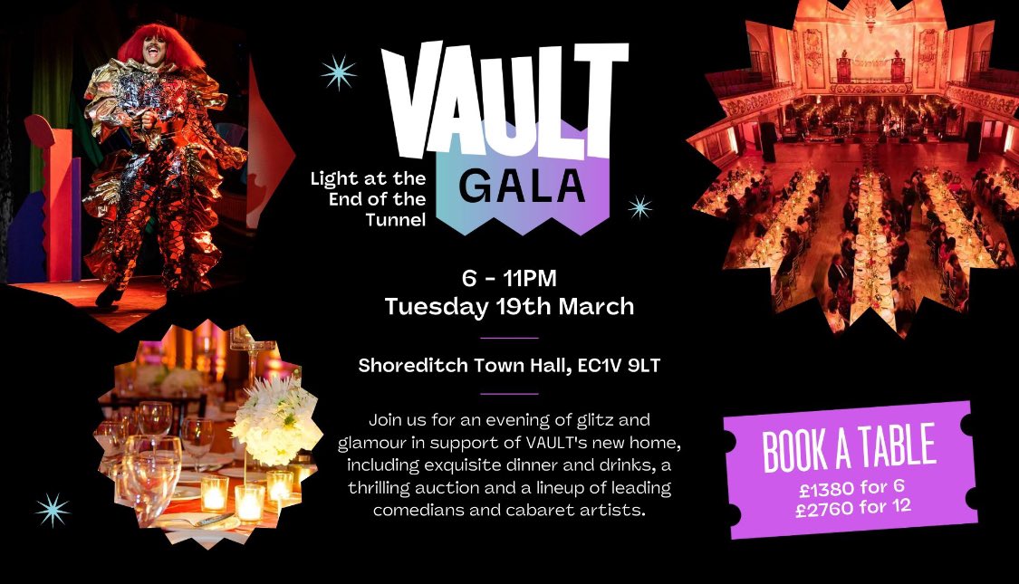 wearevault_'s tweet photo. LAST CHANCE to grab early bird tickets for the inaugural VAULT Gala. Seat prices go up tomorrow! Secure your seat at https://t.co/NRfqaOljx1 - lineup announcement coming next week and it is 🔥🔥🔥 #VAULT #VAULTFestival #Gala #FundraisingGala #London https://t.co/NpoL7GqMIx