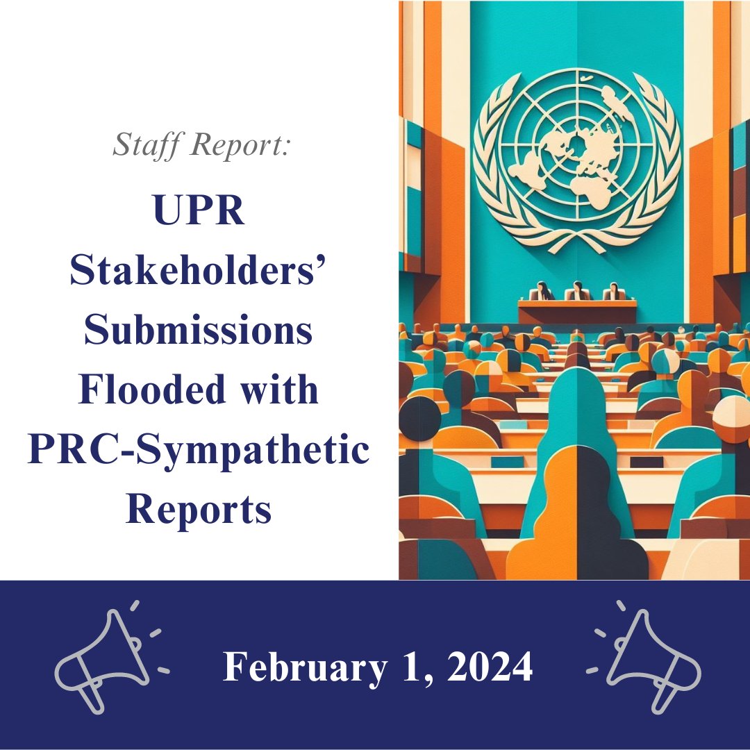 CECCgov's tweet photo. Nearly half of the #UPR stakeholders’ reports omit human rights abuses or parrot official propaganda. Many reports are from entities promising loyalty to the #CCP and those based in authoritarian countries like Russia, Cuba, &amp; Iran. See @CECCgov report: https://t.co/DcBH2VrrVv https://t.co/rm7L28jj1R