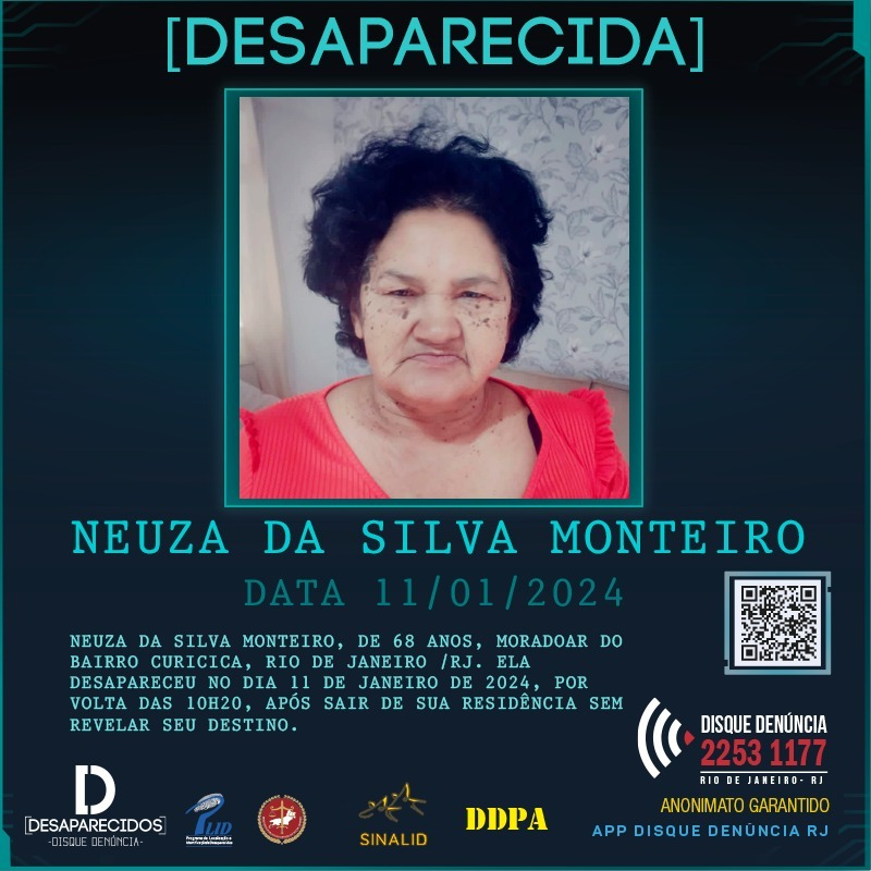 DDalertaRio's tweet photo. DDnautas, vamos ajudar a compartilhar o cartaz da Neuza da Silva Monteiro, de 68 anos, moradora de Curicica. 

Enviem para seus amigos e familiares! 🙏 https://t.co/fBDn0EQ0zp