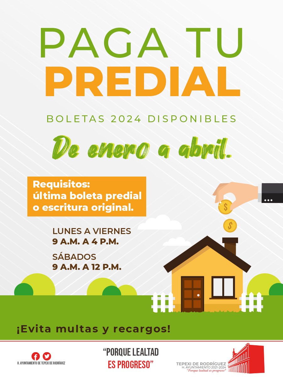 Tepexi2021_2024's tweet photo. 𝐏𝐚𝐠𝐚 𝐭𝐮 𝐩𝐫𝐞𝐝𝐢𝐚𝐥.
#TepexiProgresista #Tepexi2021_2024 https://t.co/HyKHOksquG