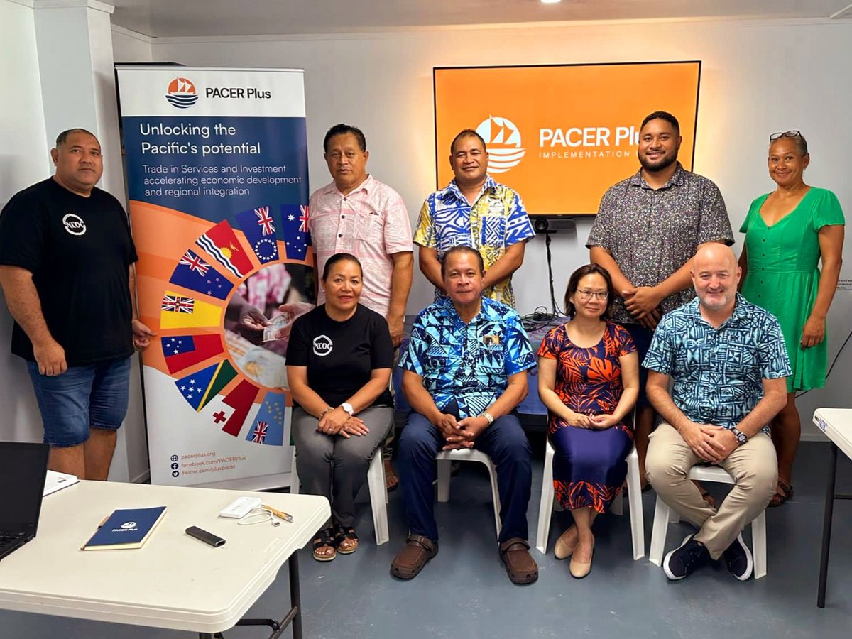 PlusPacer's tweet photo. Despite power outages, SMNPI team triumphs with a successful Niue workshop. Ongoing talks with key stakeholders to shape PACER Plus projects in Trade Services and Investment. Gratitude to Frank Sioneholo and Aytron Tatui for unwavering support. #PACERPlus #TradeInServices #Niue https://t.co/ppvvJyz8a6