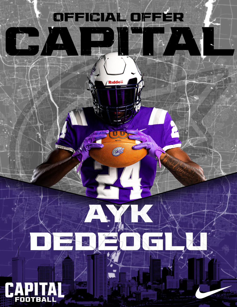 AykDedeoglu's tweet photo. Blessed to recieve a offer from capital university @CoachBenBurns @BigWillie7179 @cm7sparq @JasonKervin @BGrubbs66 @AHSFootball https://t.co/FiYtJPsX9n