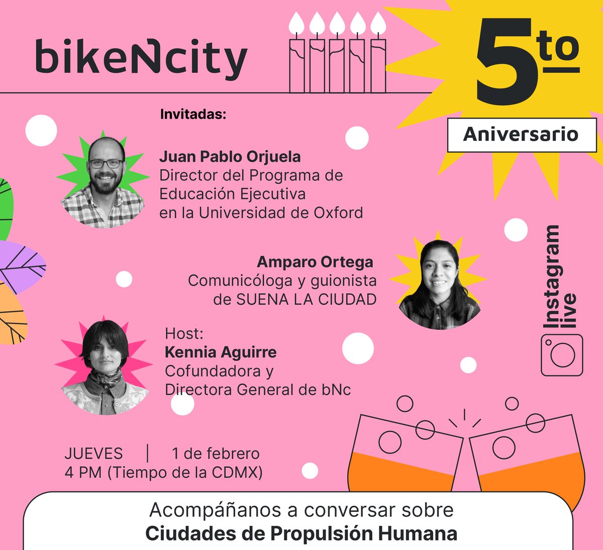 El día de hoy celebramos nuestro 5o aniversario hablando de Salud Urbana y de SUENA LA CIUDAD junto con <a href="/jporjuelam/">Juan Pablo Orjuela</a> y <a href="/AmpaOrt/">Amparo Ortega</a>.

¡Ya estamos en vivo! Entra a nuestro perfil de Instagram: instagram.com/bikencity/.