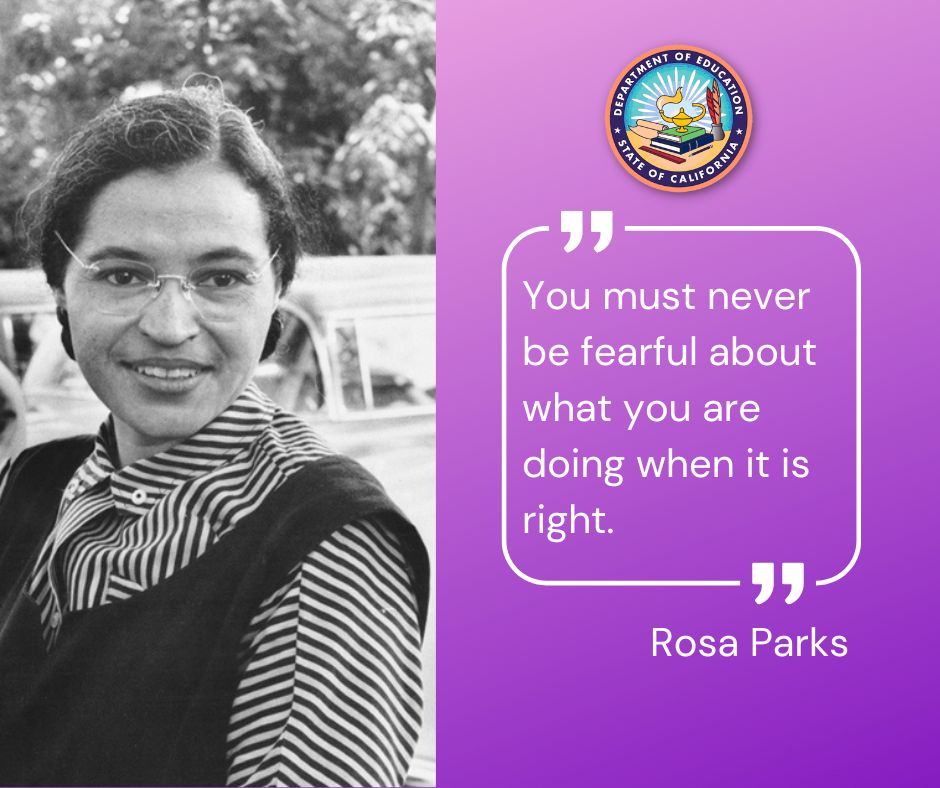 The CDE celebrates and honors the legacy of civil rights icon Rosa Parks. #BHM