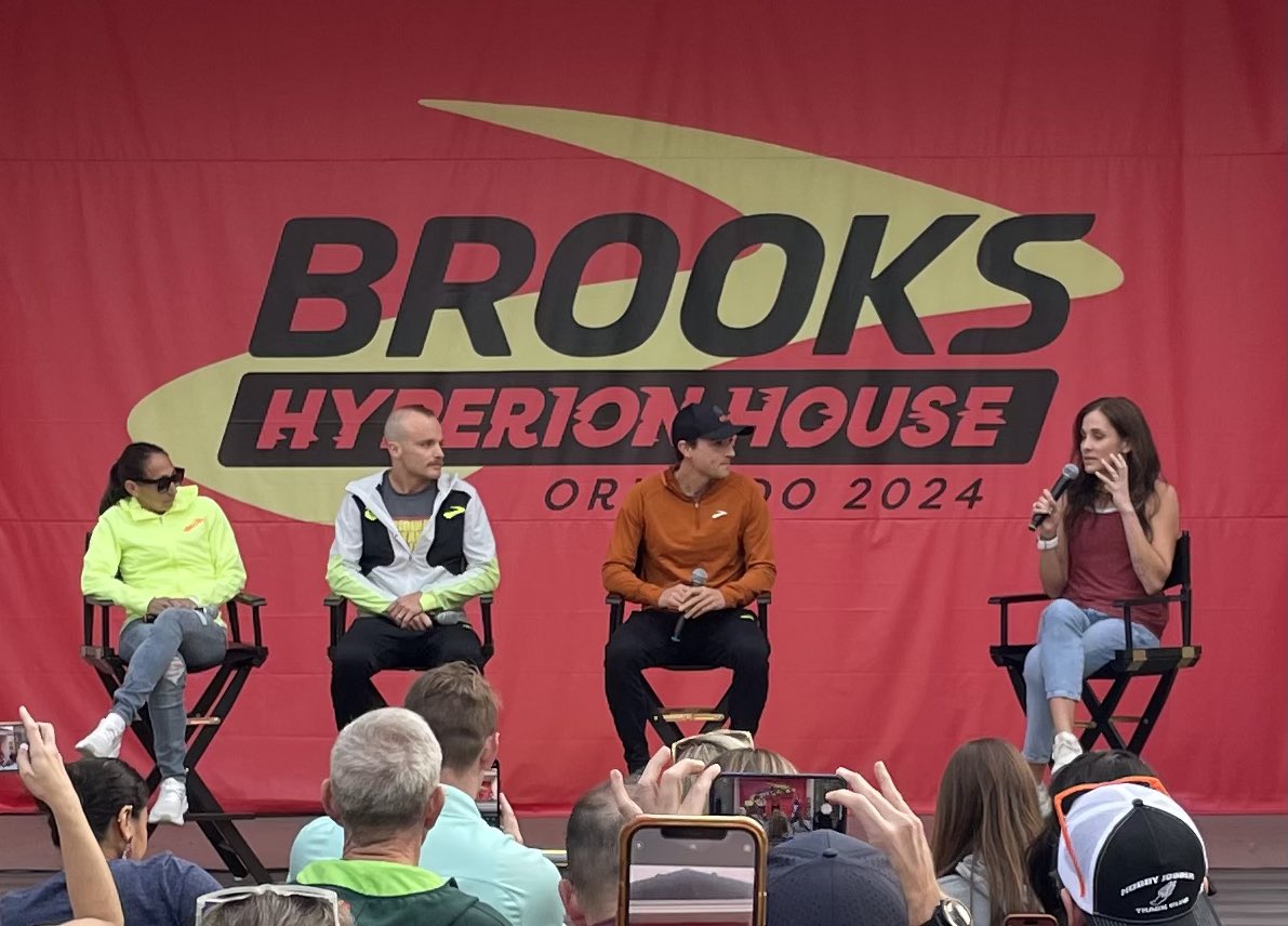 RunBlogRun's tweet photo. Brooks Hyperion House, emceed by Kara Goucher, 

L-R
Desi Linden 
Zach Panning
Colin Bennie
Kara Goucher, 

#brooksrunning, #hyperionhouse, #runhappy, #karagoucher, #deslinden, #colinbennie, #zachpanning, #garrettheath, #jimweber, #runblogrun, @brooksrunning, @des_linden, @karagoucher , @jeffbenjaminrun