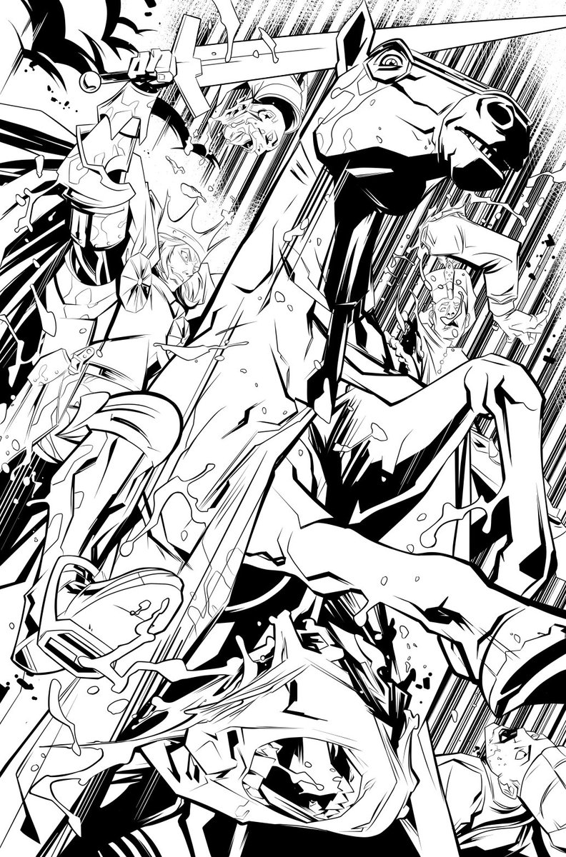 tromaman's tweet photo. King Wladislav charges into battle, cutting down his enemies, in Brotherhood of the Wolf #1, coming soon! Written by @WishForWesam, art by me, edited by @Aaron_Sparrow #BrotherhoodoftheWolf #makecomics #makeindiecomics #crowdfundedcomics https://t.co/TSojns9JSq