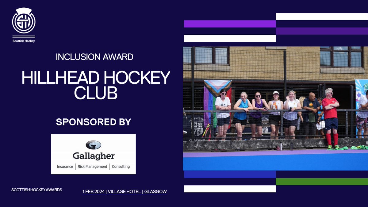 Huge congratulations to Hillhead Hockey Club on winning the Inclusion Award, sponsored by Gallagher Insurance, Risk Management and Consulting!

Recognition for an amazing inclusive club! #SHAwards