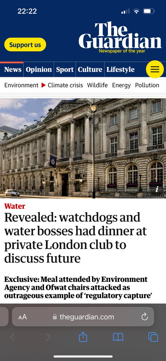 A joke for you…

Water company bosses, the chairs of Ofwat and the Govt’s Environment Agency walk into a bar

Over a private members’ club dinner,  they discuss how to quell public anger over bill rises &amp; sewage spills

Except…

It’s not a joke.