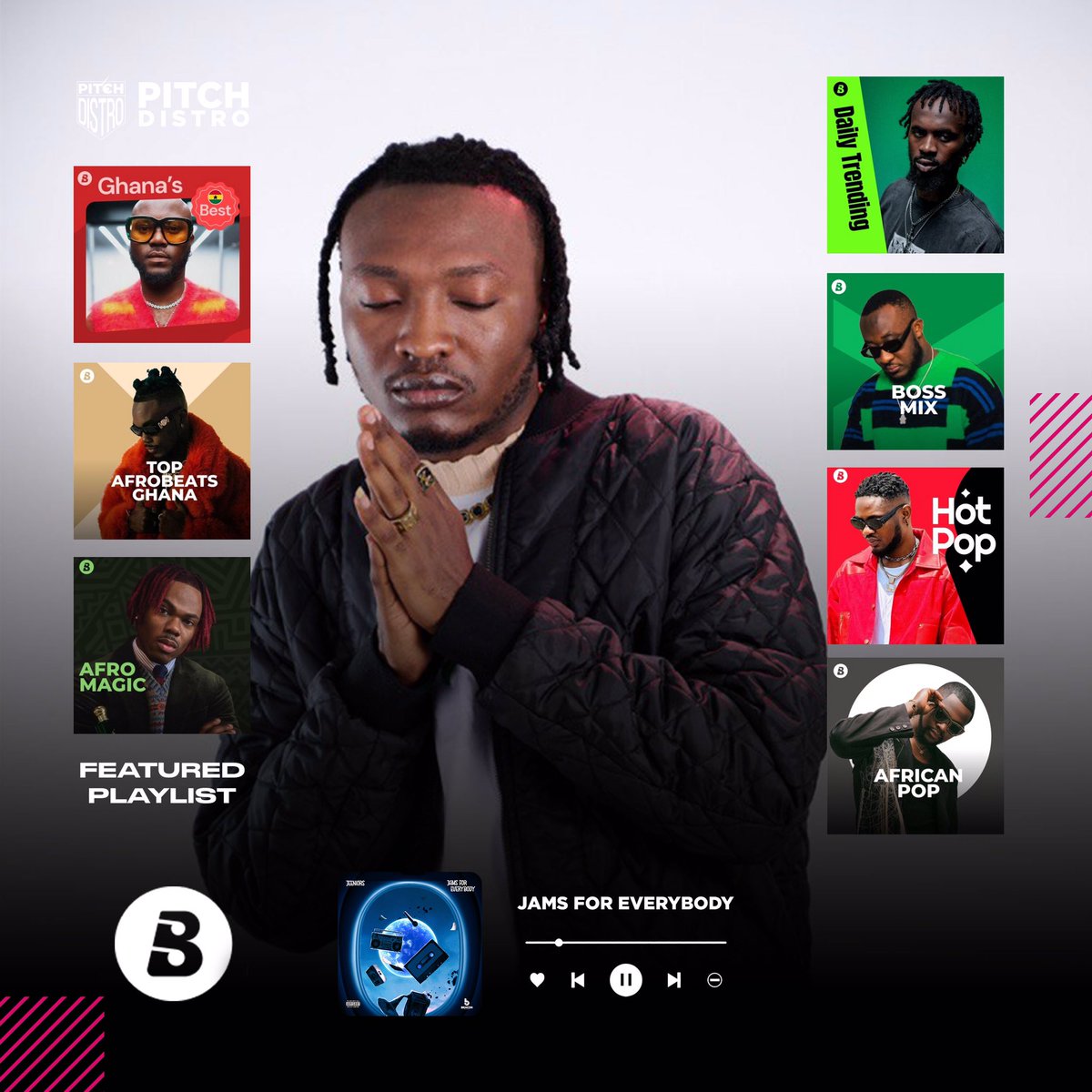 pitchdistro's tweet photo. Afrobeat artist @Jeeniorsmusic album gets editorial support from @boomplayghana

Jams For Everybody features @yawberkOriginal &amp; @niifunny4u.

Sign Up on @pitchdistro to sell your music online

We distribute &amp;market your music to DSP's all over the world.

#pitchdistro #newmusic https://t.co/meKcjPxrKx