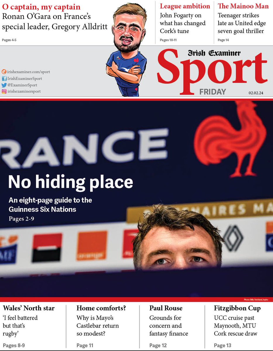 No less than TWENTY pages of ⁦<a href="/ExaminerSport/">Irish Examiner Sport</a>⁩ on Friday. Le cover…