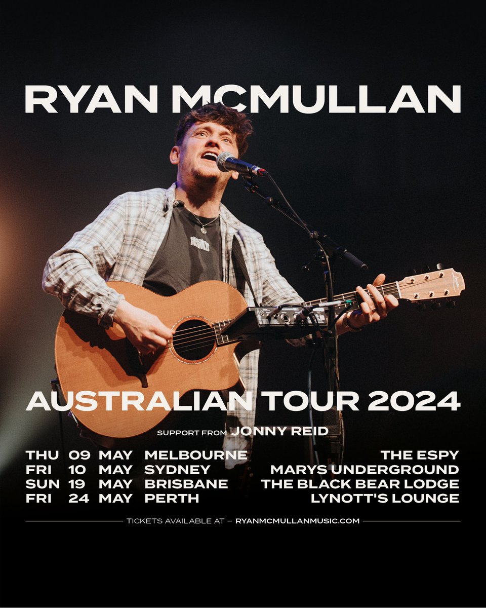 AUSTRALIA!! I’m so excited to be coming back! Tickets are on Sale NOW x ryanmcmullanmusic.com