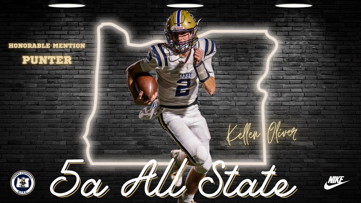 Congratulations to @Kellen_Oliver0 for being named as Honorable Mention All State Punter# RISE @CanbyAthletics @canbyschools @CanbyHighSchool