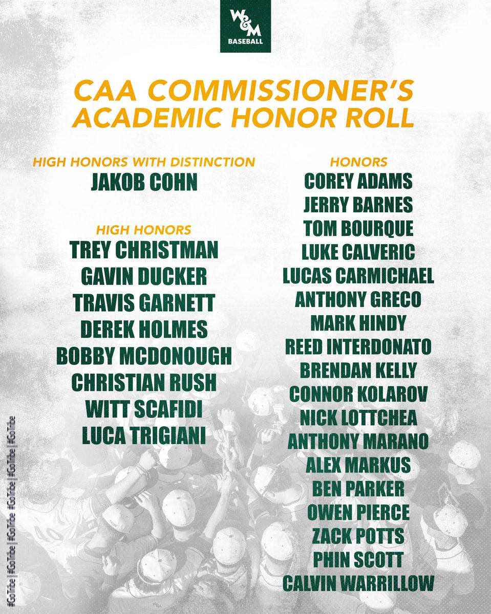 Congrats to our 27 student-athletes who made the CAA Commissioner’s Honor Roll for their fall 2023 academic performances!👏

#GoTribe