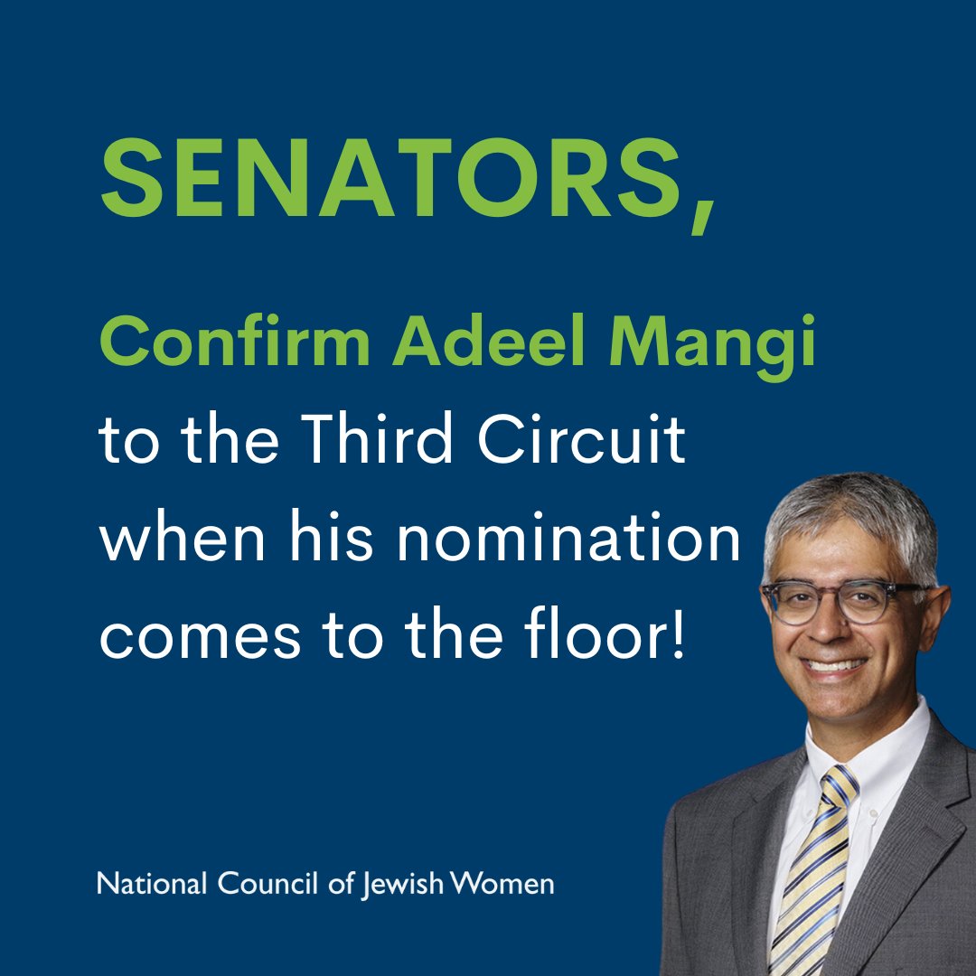 Soon, the Senate will have the opportunity to confirm Adeel Mangi to the Third Circuit Court of Appeals. Throughout his career, he has devoted 1000s of pro bono hours to ensuring a just & humane immigration policy, repro rights + more. We urge the Senate to #ConfirmMangi!