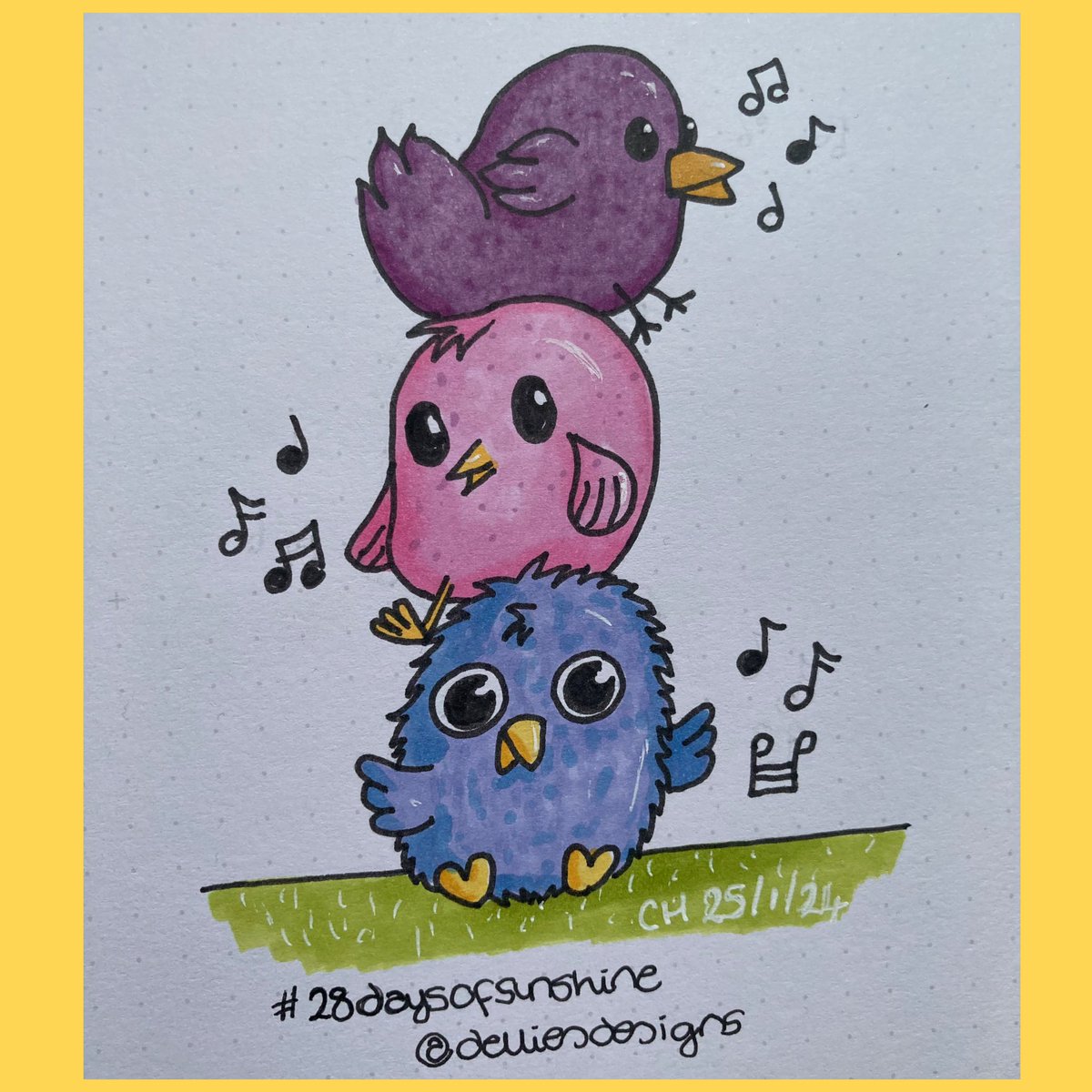 By_Colette's tweet image. Day one of @delliesdesigns #28DaysOfSunshine is Birdsong. 

#Artist #PromptList #Challenge #Birds