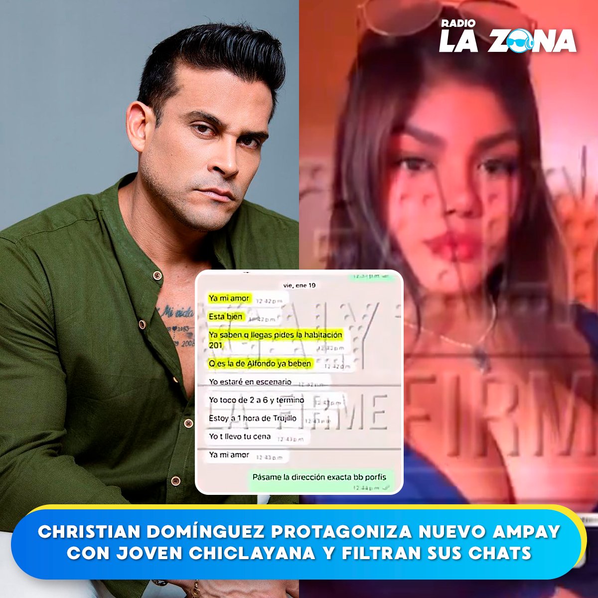 ¡#ChristianDominguez no aprende!

A pocos días del ampay con Mary Moncada, Magaly TV La firme mostró los chats entre el cantante y una joven chiclayana en los que se muestran bastante cariñosos y coordinan un encuentro en un hotel.

¿Te esperabas este nuevo ampay?