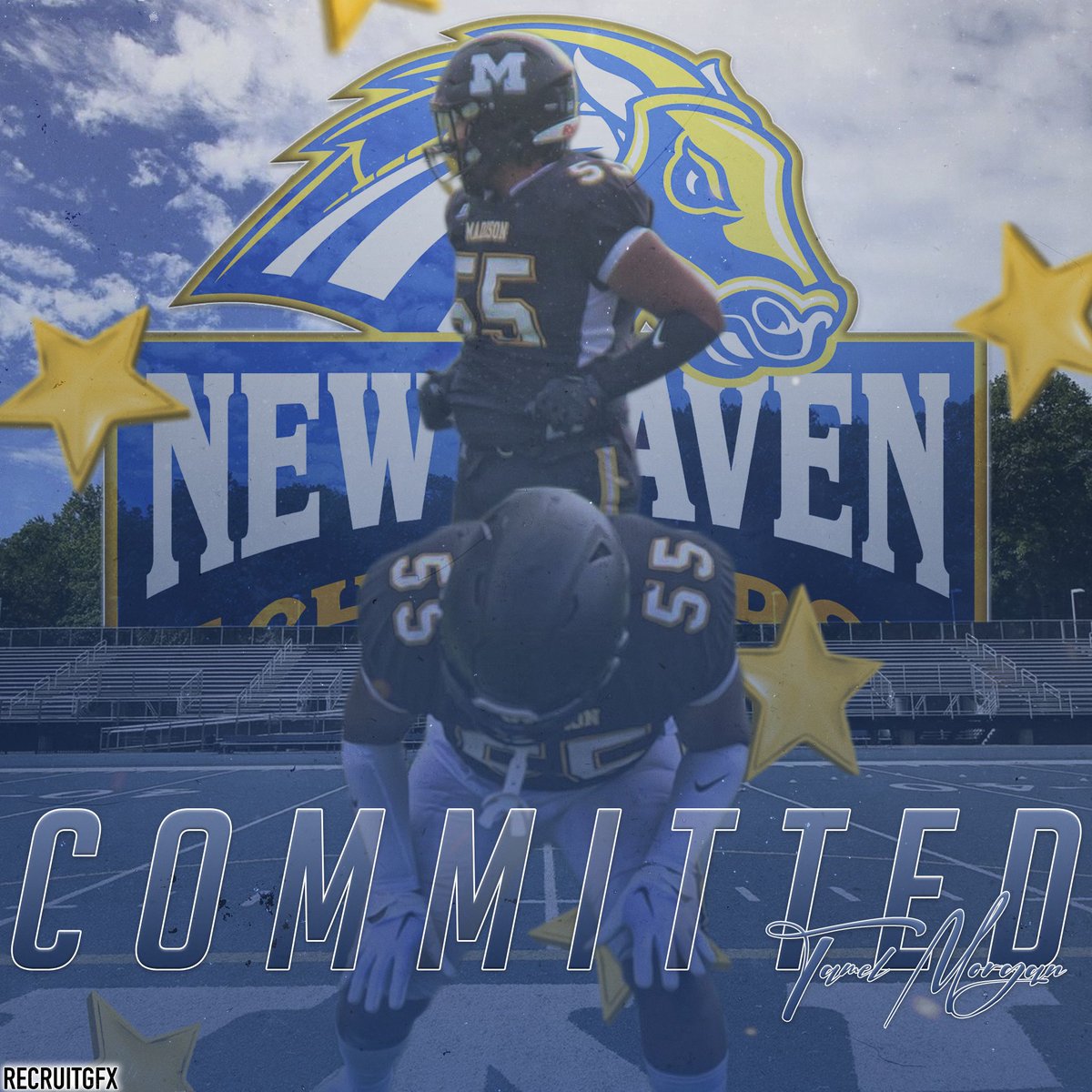 TamelM55's tweet photo. 110% COMMITTED🔵⚡️@CoachPince @CoachMattScott @UNewHavenFB @Coach_Nu27 #ChargeOn #CircleBlack⚫️ https://t.co/Bhz5MGAOax