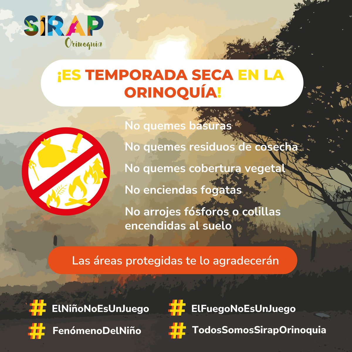 Todos podemos hacer acciones de prevención ante los efectos del #Fenomenodelniño Contamos contigo!! <a href="/ParquesColombia/">Parques Nacionales Naturales de Colombia</a> <a href="/CORMACARENA/">Cormacarena</a> @Corporinoquia <a href="/GobMeta/">Gobernación del Meta</a> <a href="/GobCasanare/">Gobernación de Casanare</a> <a href="/GobVichada/">Gobernacion Vichada</a> <a href="/GobArauca/">Gobernación Arauca</a> <a href="/fundacionnatura/">Fundación Natura Col</a> <a href="/resnatur/">Red Colombiana de Reservas Naturales - Resnatur</a> <a href="/unillanos_/">Universidad de los Llanos - UNILLANOS</a> <a href="/WCSColombia/">WCS Colombia 💚</a> <a href="/WWFColombia/">WWF Colombia</a> <a href="/TNC_Colombia/">The Nature Conservancy Colombia</a> <a href="/Unitropico/">Unitrópico</a>