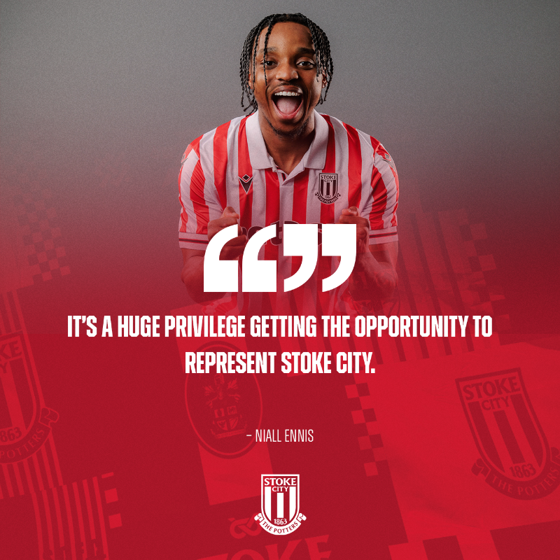 stokecity's tweet photo. Ennis the menace.

Forward Niall Ennis is a Potter.
