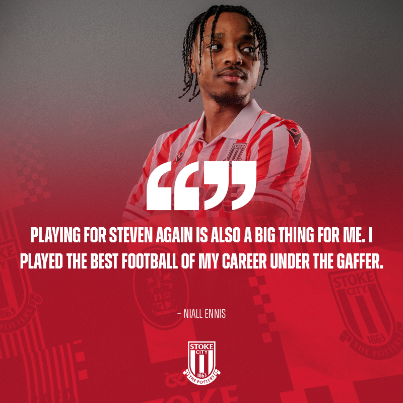 stokecity's tweet photo. Ennis the menace.

Forward Niall Ennis is a Potter.