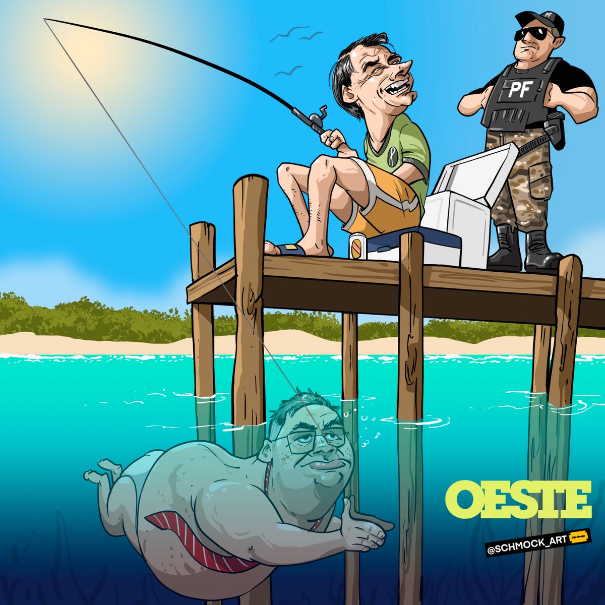 revistaoeste's tweet photo. Fishing expedition (Expedição de pesca). 

Charge de @schmock_art https://t.co/AkG4gz5TXJ