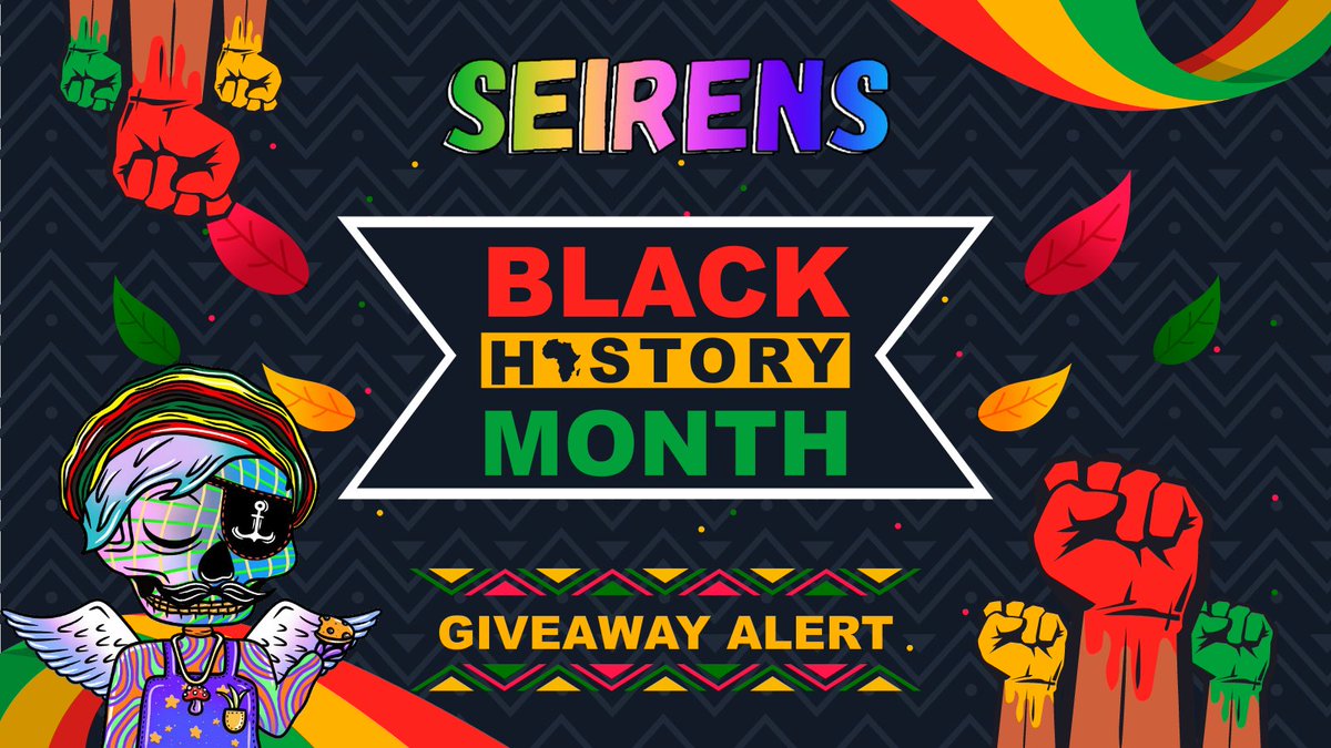 We're celebrating #BlackHistoryMonth with a special giveaway of 50 USDC. Join us in honoring this important month by participating! 

To enter:
1⃣Follow @SeirensOfficial
2⃣Retweet &amp; Like this post
3⃣Tag 3 friends
Let's spread love, knowledge, and unity. 

Winners Announced: 02/12